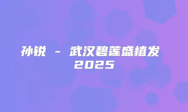 孙锐 - 武汉碧莲盛植发 2025