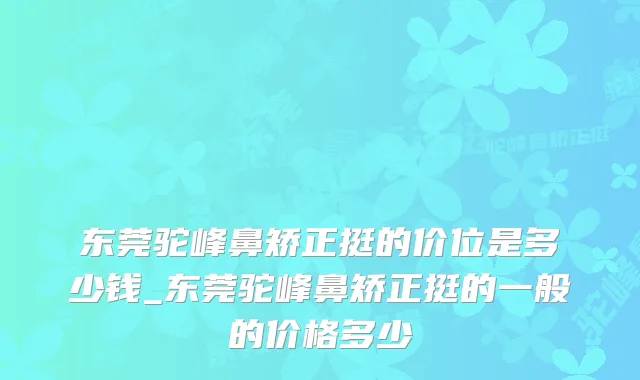 东莞驼峰鼻矫正挺的价位是多少钱_东莞驼峰鼻矫正挺的一般的价格多少