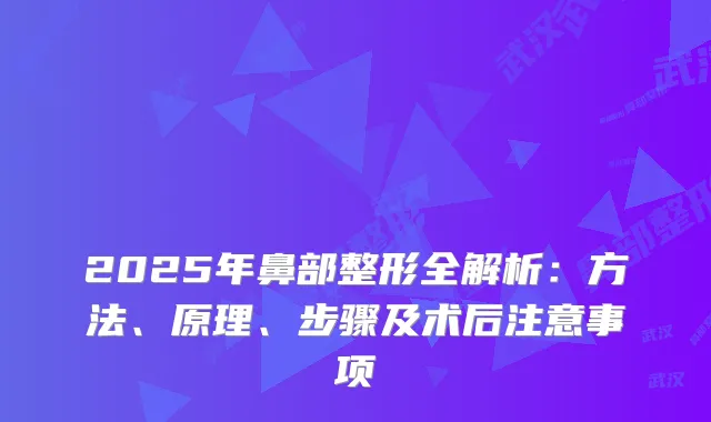 2025年鼻部整形全解析：方法、原理、步骤及术后注意事项