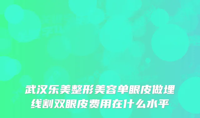 武汉乐美整形美容单眼皮做埋线割双眼皮费用在什么水平