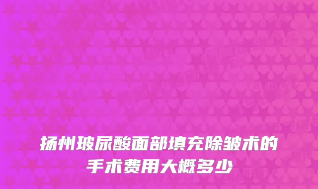 扬州玻尿酸面部填充除皱术的手术费用大概多少
