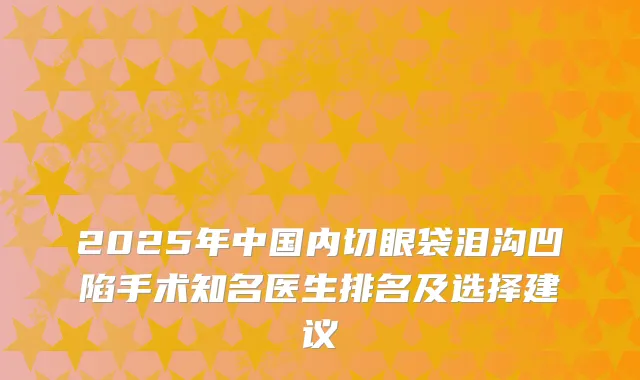 2025年中国内切眼袋泪沟凹陷手术知名医生排名及选择建议