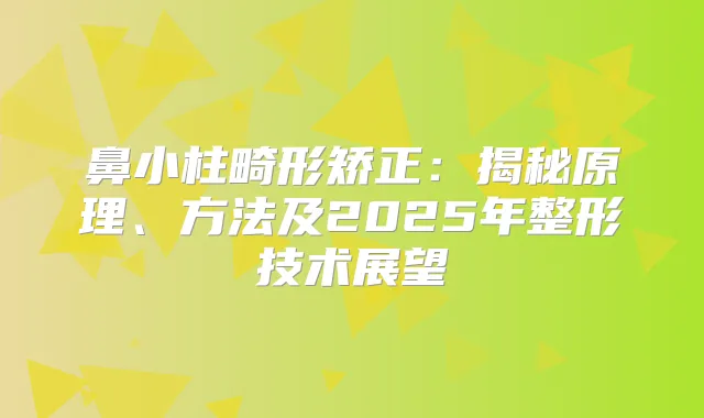 鼻小柱畸形矫正:揭秘原理、方法及2025年整形技术展望