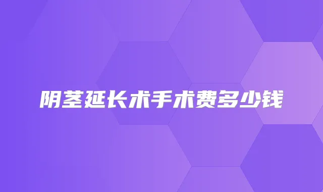 阴茎延长术手术费多少钱