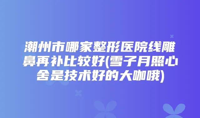 潮州市哪家整形医院线雕鼻再补比较好(雪子月照心舍是技术好的大咖哦)