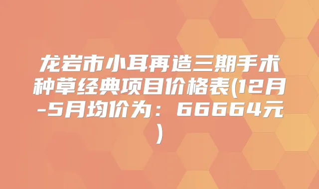 龙岩市小耳再造三期手术种草经典项目价格表(12月-5月均价为：66664元)