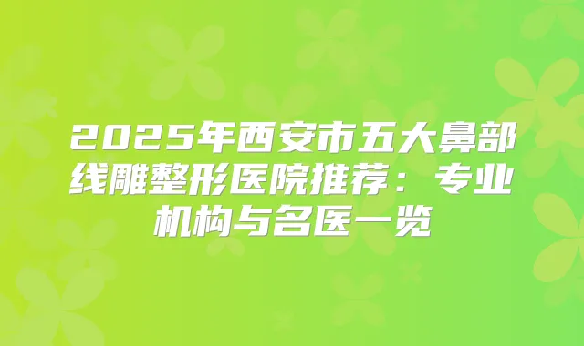 2025年西安市五大鼻部线雕整形医院推荐：专业机构与名医一览