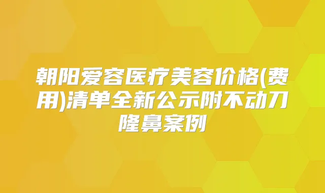 朝阳爱容医疗美容价格(费用)清单全新公示附不动刀隆鼻案例