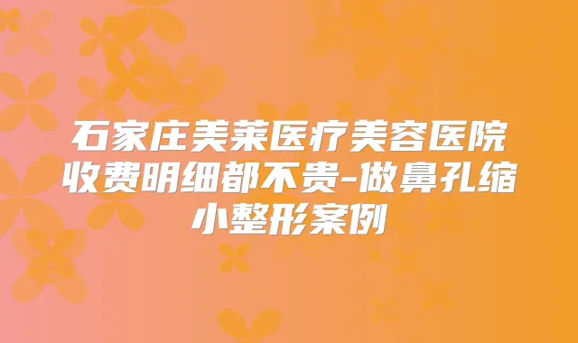 石家庄美莱医疗美容医院收费明细都不贵-做鼻孔缩小整形案例