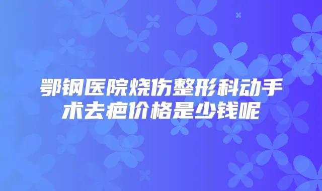 鄂钢医院烧伤整形科动手术去疤价格是少钱呢