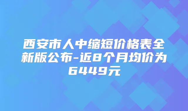西安市人中缩短价格表全新版公布-近8个月均价为6449元