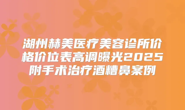 湖州赫美医疗美容诊所价格价位表高调曝光2025附手术酒糟鼻案例