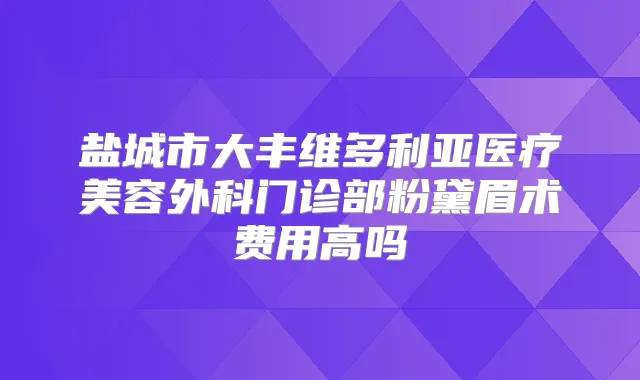 盐城市大丰维多利亚医疗美容外科门诊部粉黛眉术费用高吗
