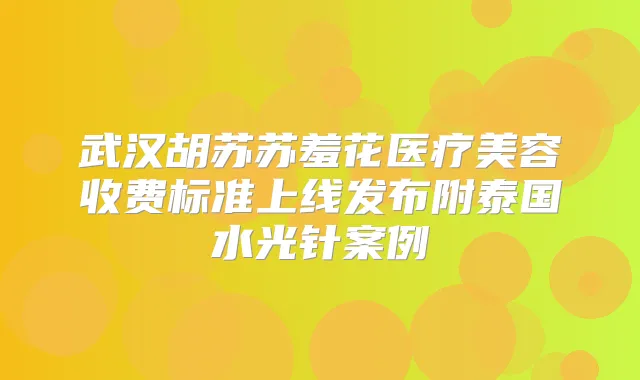 武汉胡苏苏羞花医疗美容收费标准上线发布附泰国水光针案例