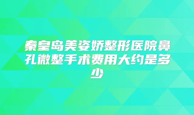 秦皇岛美姿娇整形医院鼻孔微整手术费用大约是多少