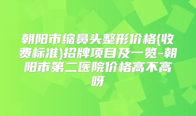 朝阳市缩鼻头整形价格(收费标准)招牌项目及一览-朝阳市第二医院价格高不高呀
