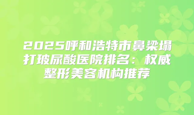 2025呼和浩特市鼻梁塌打玻尿酸医院排名：整形美容机构推荐