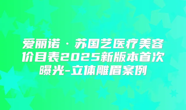 爱丽诺·苏国艺医疗美容价目表2025新版本曝光-立体雕眉案例