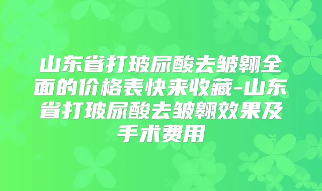 山东省打玻尿酸去皱翱全面的价格表快来收藏-山东省打玻尿酸去皱翱效果及手术费用