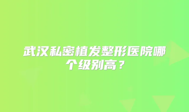 武汉私密植发整形医院哪个级别高?