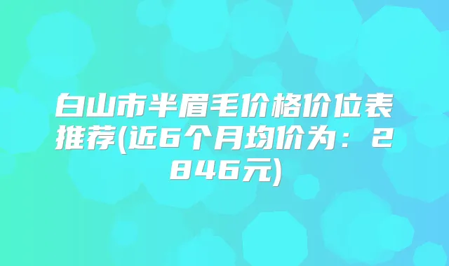 白山市半眉毛价格价位表推荐(近6个月均价为：2846元)