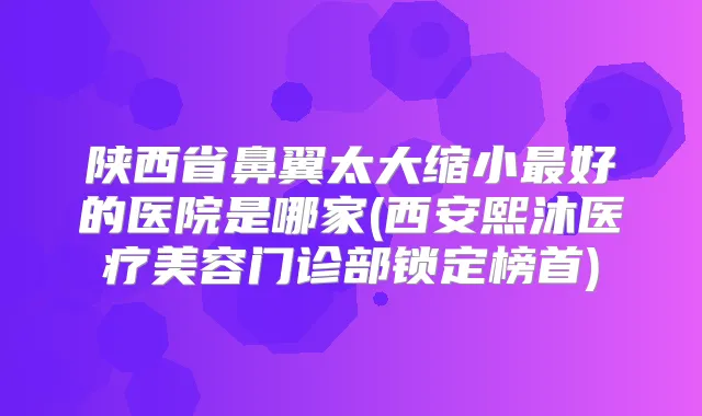 陕西省鼻翼太大缩小好的医院是哪家(西安熙沐医疗美容门诊部锁定榜首)