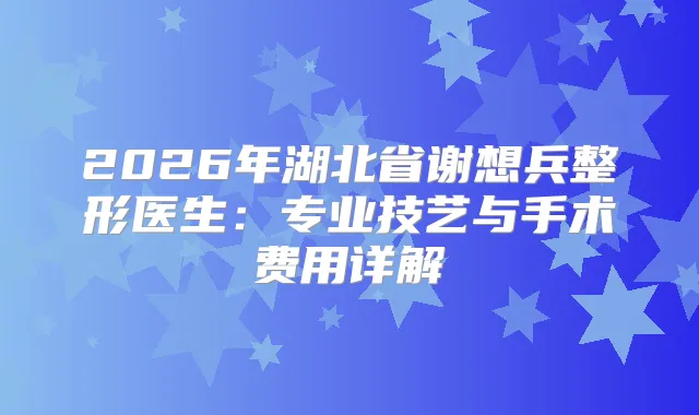 2026年湖北省谢想兵整形医生：专业技艺与手术费用详解