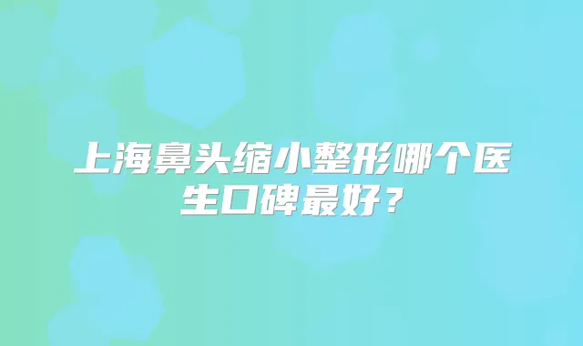 上海鼻头缩小整形哪个医生口碑好?