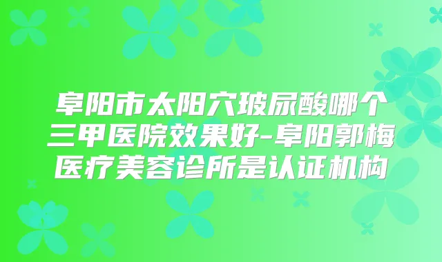 阜阳市太阳穴玻尿酸哪个三甲医院效果好-阜阳郭梅医疗美容诊所是认证机构