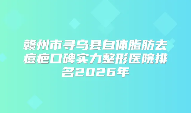 赣州市寻乌县自体脂肪去痘疤口碑实力整形医院排名2026年
