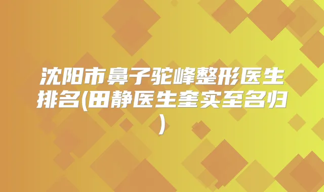 沈阳市鼻子驼峰整形医生排名(田静医生奎实至名归)