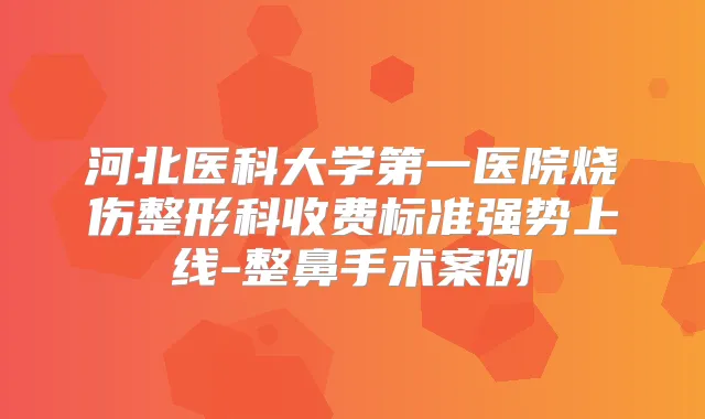 河北医科大学第一医院烧伤整形科收费标准强势上线-整鼻手术案例