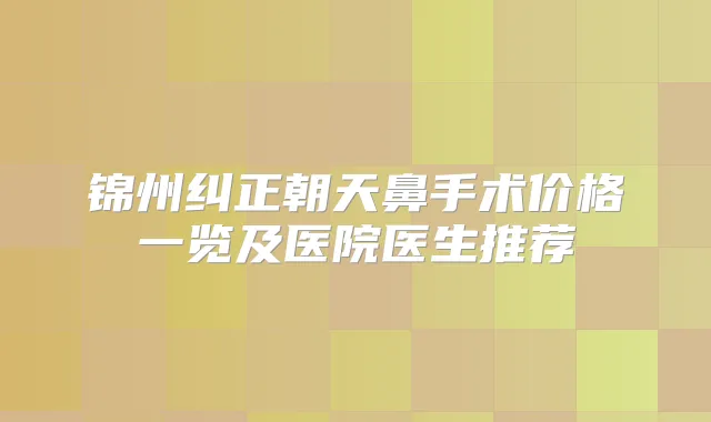 锦州纠正朝天鼻手术价格一览及医院医生推荐