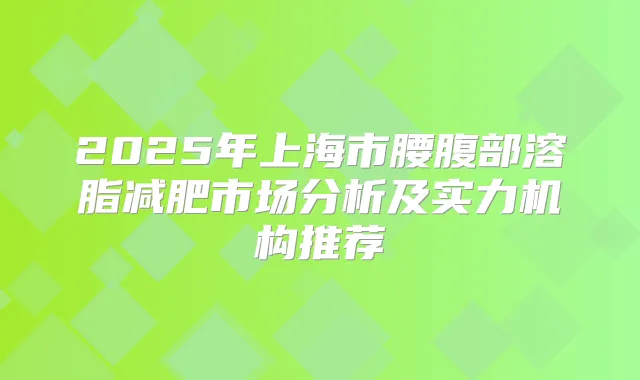 2025年上海市腰腹部溶脂减肥市场分析及实力机构推荐