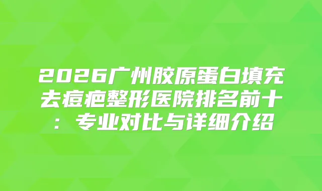2026广州胶原蛋白填充去痘疤整形医院排名前十：专业对比与详细介绍