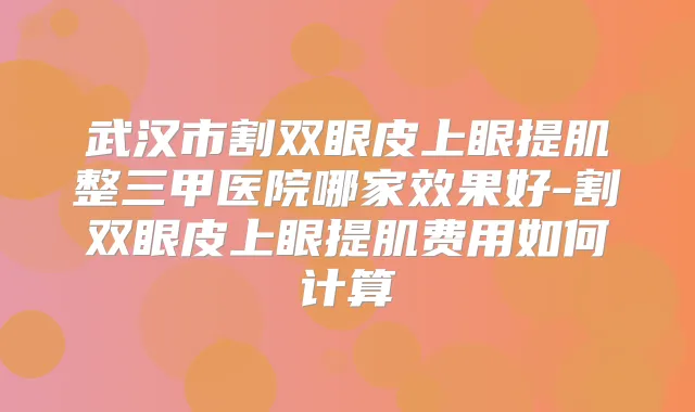 武汉市割双眼皮上眼提肌整三甲医院哪家效果好-割双眼皮上眼提肌费用如何计算
