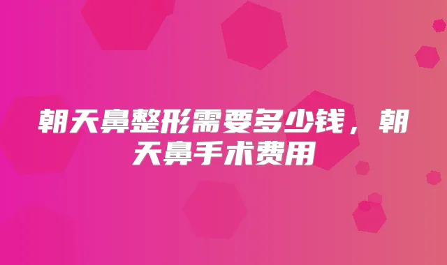 朝天鼻整形需要多少钱，朝天鼻手术费用