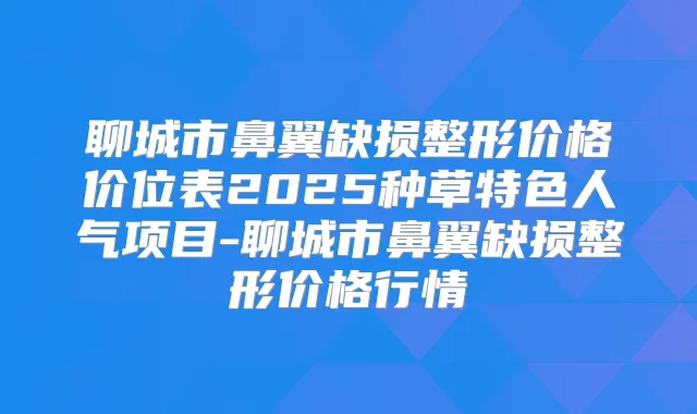 聊城市鼻翼缺损整形价格价位表2025种草特色人气项目-聊城市鼻翼缺损整形价格行情