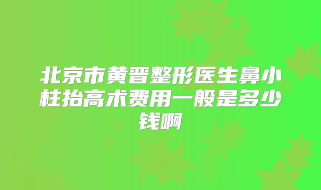 北京市黄晋整形医生鼻小柱抬高术费用一般是多少钱啊