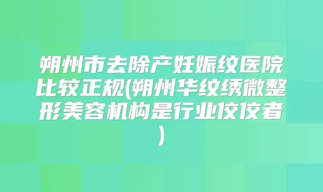 朔州市去除产妊娠纹医院比较正规(朔州华纹绣微整形美容机构是行业佼佼者)