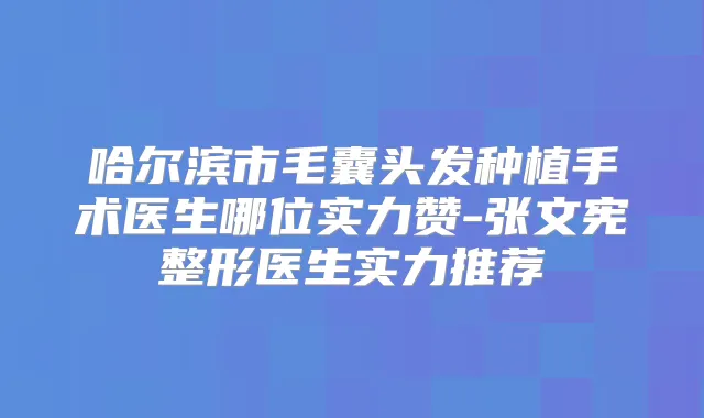 哈尔滨市毛囊头发种植手术医生哪位实力赞-张文宪整形医生实力推荐