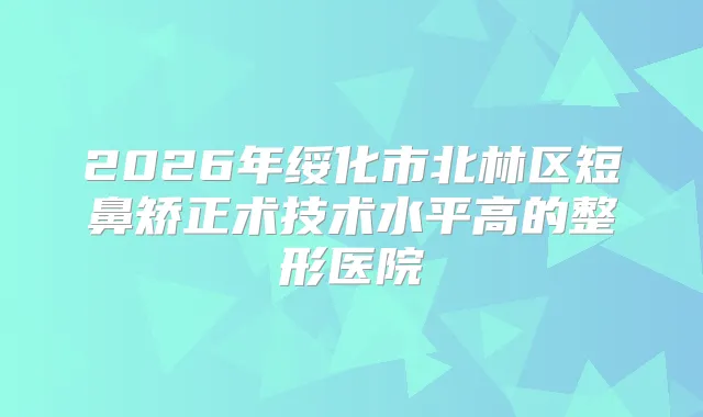 2026年绥化市北林区短鼻矫正术技术水平高的整形医院