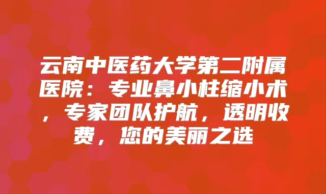 云南中医药大学第二附属医院：专业鼻小柱缩小术，专家团队护航，透明收费，您的美丽之选