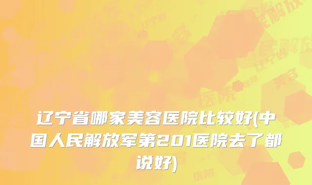 辽宁省哪家美容医院比较好(中国人民解放军第201医院去了都说好)