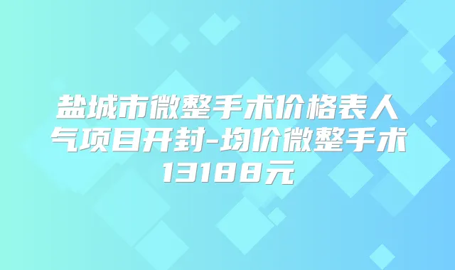 盐城市微整手术价格表人气项目开封-均价微整手术13188元