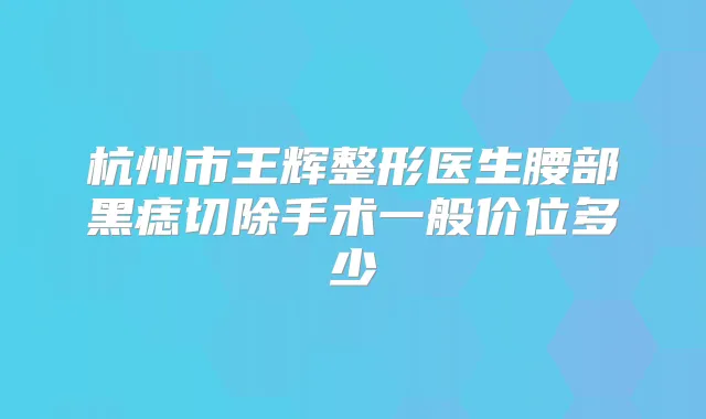 杭州市王辉整形医生腰部黑痣切除手术一般价位多少