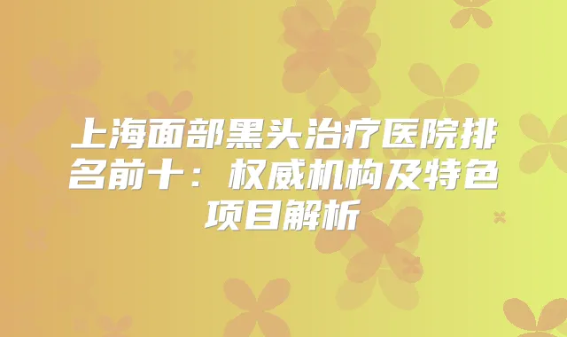 上海面部黑头医院排名前十：机构及特色项目解析