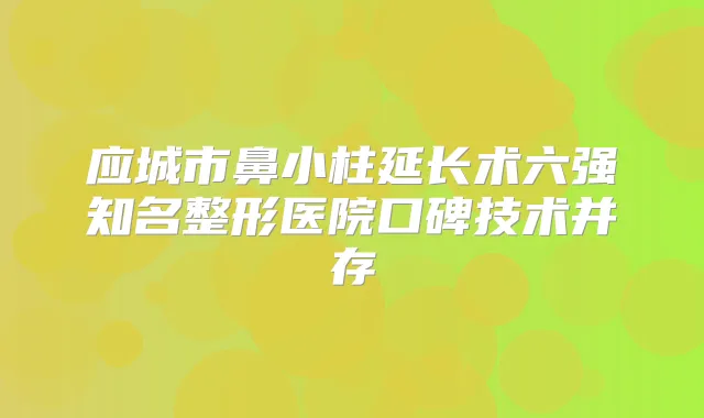 应城市鼻小柱延长术六强知名整形医院口碑技术并存