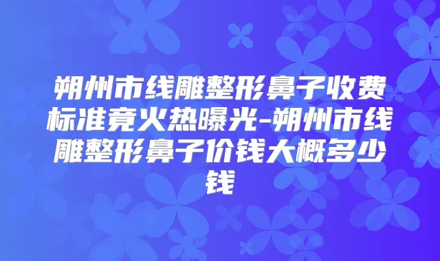 朔州市线雕整形鼻子收费标准竟火热曝光-朔州市线雕整形鼻子价钱大概多少钱