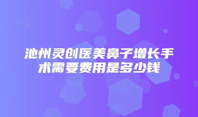 池州灵创医美鼻子增长手术需要费用是多少钱
